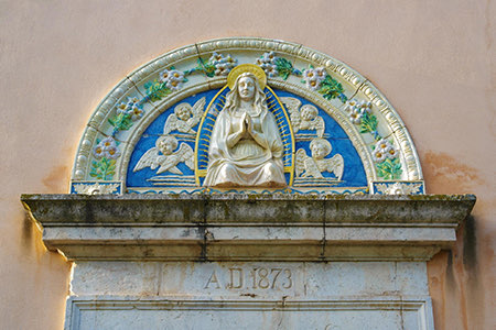 Saint Mary of Indulgences: Terracotta lunette